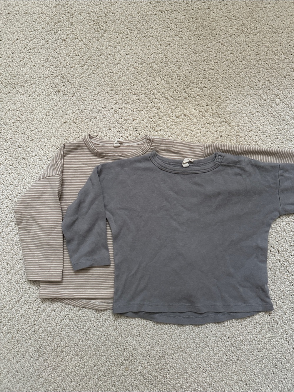 Children's Long-Sleeve Tees — Gray and Beige Stripe